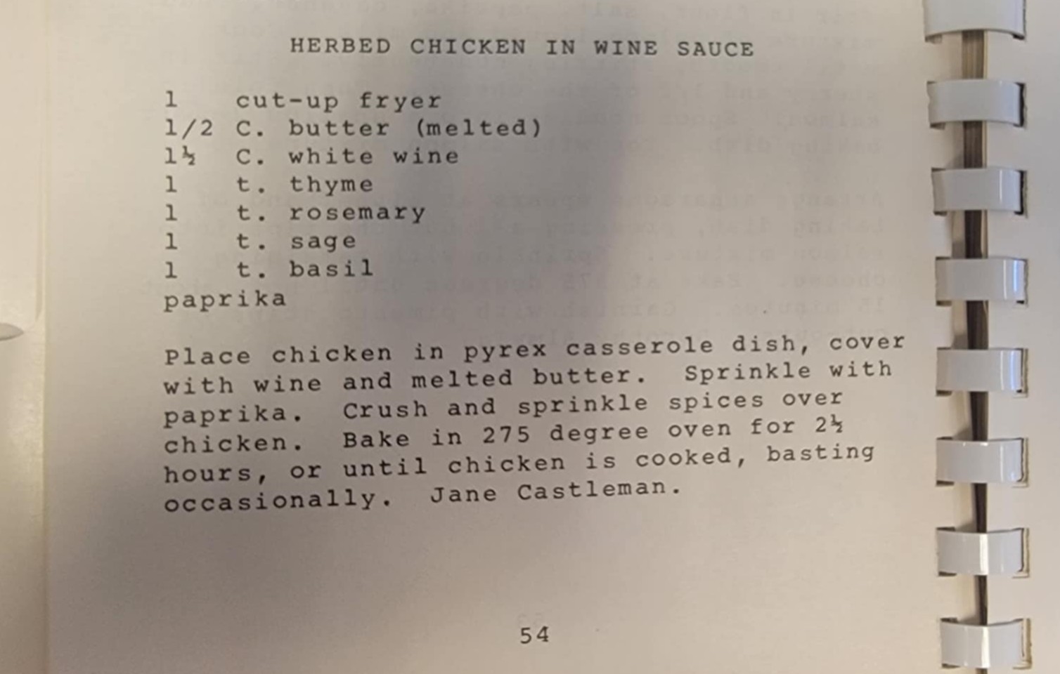 Herbed Chicken in wine sauce - A taste of history 